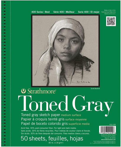Toned sketch spiral paper pad - toned,