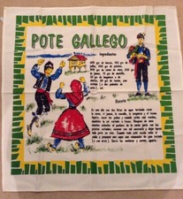 VINTAGE TEA TOWEL PORTUGAL POTE GALLEGO RECIPE RESTAURANT CAFE BAR CHEF EAT MEAL