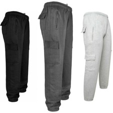 Mens Cargo Fleece Joggers Elasticated Waist Pants Five Pockets Tracksuit Bottoms