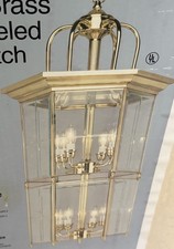ANGELO Decorative Lighting Solid Brass 8 Lights Beveled Glass Panels 18” x  27”