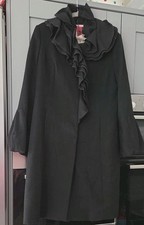 Betty Jackson Wool Blend Black Coat UK Size 16