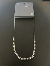 BNWT - M&S - Ladies Necklace - Platinum Plated - Cube Zirconia 