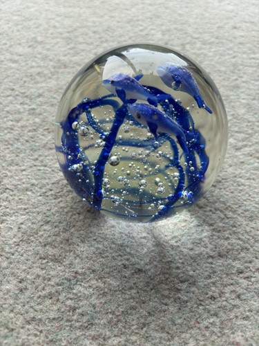 Vintage art glass - art, dolphin