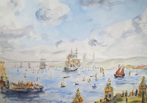 Original watercolour lisbon - watercolour,, 'lisbon