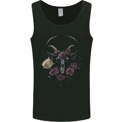Goat skull with - skull, roses