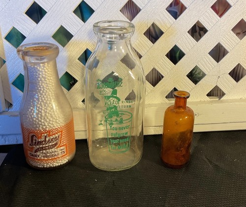 Antique glass milk bottles - antique,