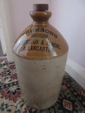 Antique Stone Flagon Gallon Bottle, Thomsons Barrow Ulverston Kendal Lancaster