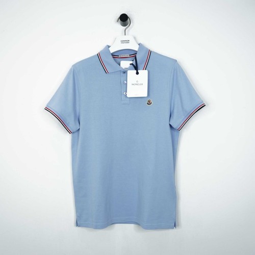 Moncler sky blue trimmed polo - moncler,