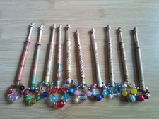 10 Wood Lace Making  Bobbins With Spangles # 14