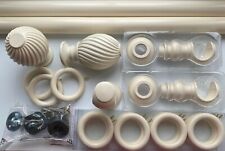 Harrison Drape 35mm Wooden Curtain Pole Set, Etched Spiral Finial, Cream