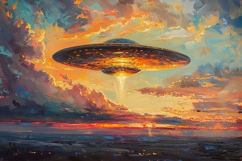 Ufo alien flying saucer - alien, canvas