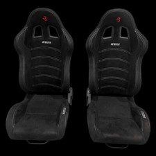 Pair of INDY Racing/Bucket Reclining Seats - Black Suede