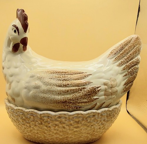 Large vintage ceramic hen - vintage,