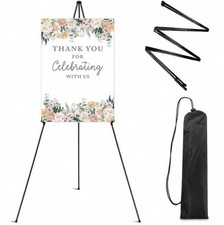 Black Metal Easel Stand For Wedding Signs 66” X 36” Excellent Condion