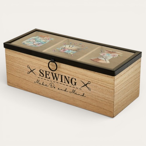 Wooden sewing storage box 3 - wooden,
