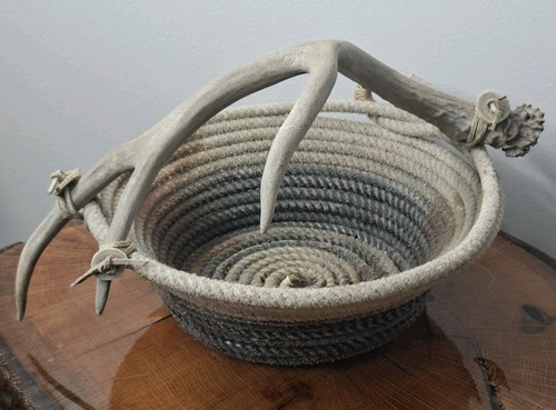 Handmade coiled rope basket - rope,