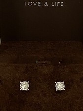 Ernest Jones 9ct Gold Natural Diamond Stud Earrings 9 Carat White Gold DIA 9K