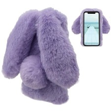 LCHDA iPhone X XS Rabbit Case,iPhone XS X Rabbit Fur Case Bunny Ear Phone Case F