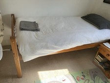 Single Wooden Pine Bed With Mattress