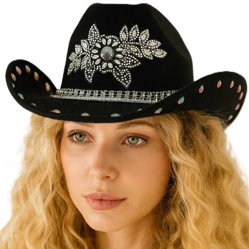 Black cowgirl hat - black,