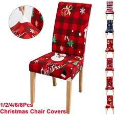 Christmas Dining Chair Covers Xmas Santa Banquet Party Stretch Seat Protector UK