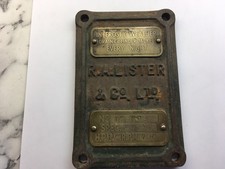 Vintage R.A.Lister & Co D Type Stationary Engine Metal/Brass Cover Plate