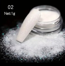 White Pearl Holographic Nail Powder GLITTER ART POWDER DUST GLIMMER PREMIUM