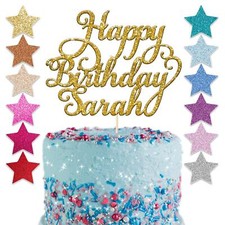 Personalised Glitter Happy Birthday Cake Topper Custom Party Decoration Any Name