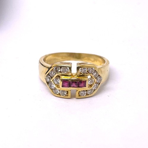 18ct gold ruby diamond - 18ct, ring