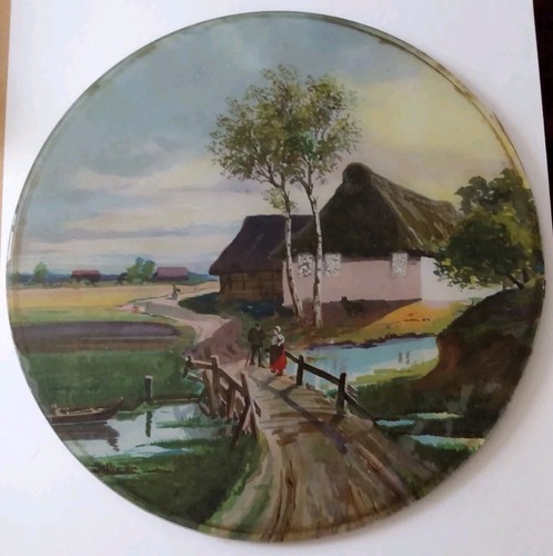 Antique round reverse glass - antique,