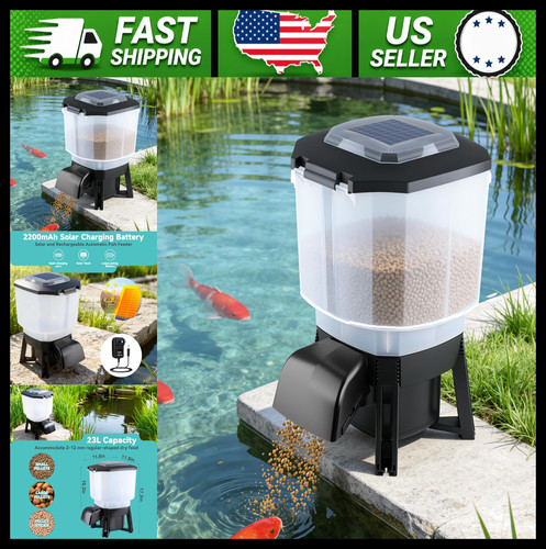 Solar automatic fish feeder - solar,