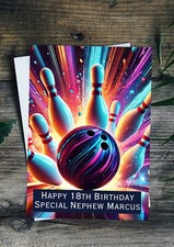 Bowling Birthday Card Large A5