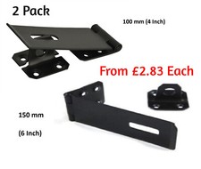 2 x HASP AND STAPLE Gate Door Shed Latch Lock For Padlock BLACK POWDER COAT