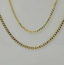 9ct Solid Gold 1.5mm / 2mm Flat Curb Chain Fine Necklace 18 20 22 24 Inch NEW