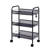 3-Tier Kitchen Bathroom Beauty Narrow Space Storage Trolley Cart Organizer Rack