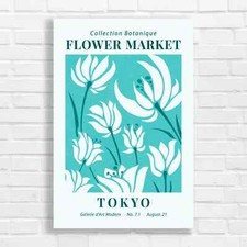 Floral Botanical Teal Canvas