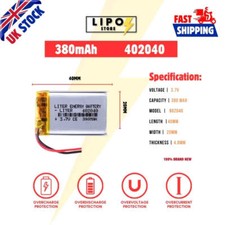 ⚡ 3.7V 402040 380mAh LiPo