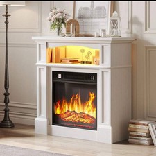 Modern Electric Fireplace with Remote Control – Heating, Flame Effect LED Light