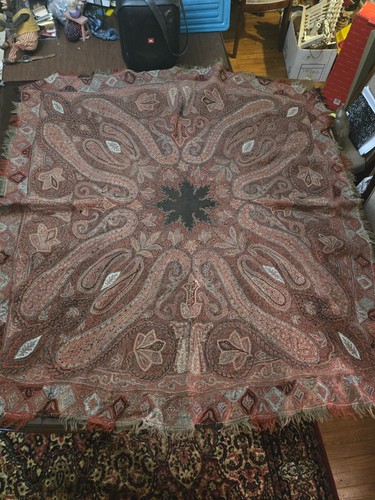 Antique 19thc paisley shawl - antique,