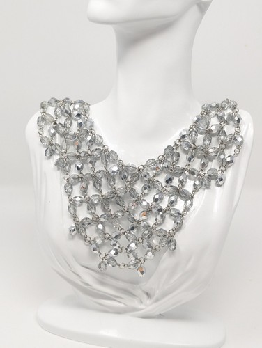 Beaded bib necklace shiny - necklace,,