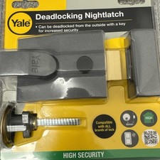 Yale Grey Brass effect 60mm Left & right-handed Deadlock Night latch, 70mm x93mm