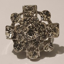 Cocktail Statement Silver Crystal Ring Diamante Rhinestone Large Big Womens Gift