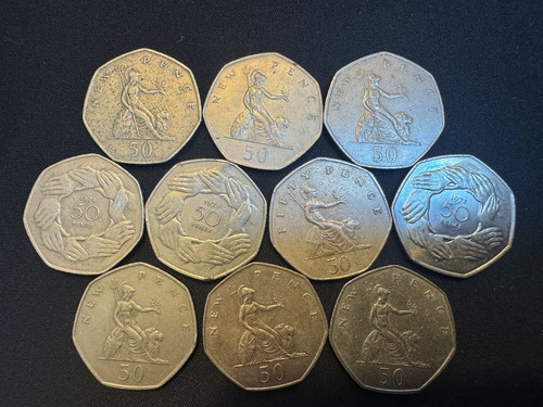 50p fifty pence old - 10,