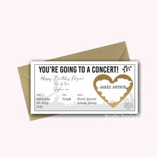 Personalised Surprise Scratch Reveal Concert Ticket Gig Christmas Event Custom