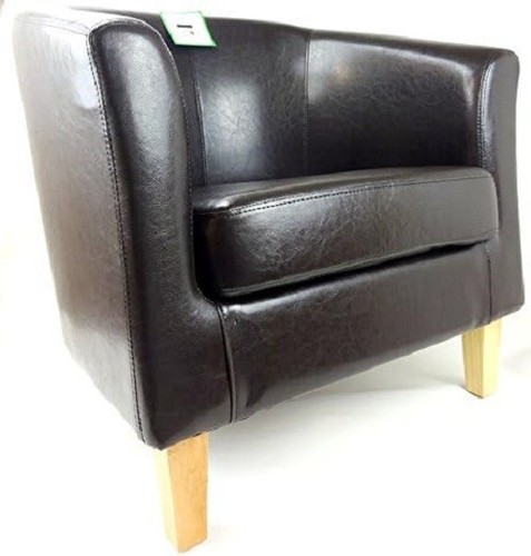 Brown leather tub chair - pu,
