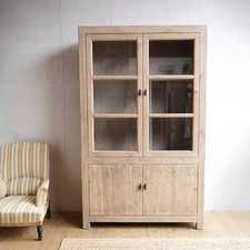 Vintage Antique Large Chinese Wooden Glazed Cabinet Console Sideboard