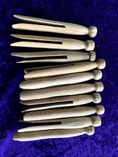 10 old traditional wooden Dolly pegs. c.1940/50s