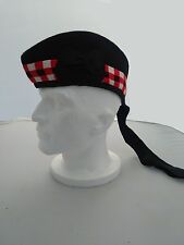 Scottish Glengarry Bonnet Wool Cap Piper Hat Plain Black or Diced Sizes 54 - 64 