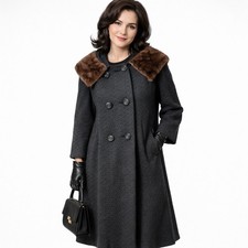 1980s Vintage Black Wool Coat