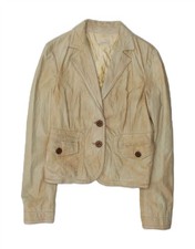 PINKO Womens Leather 2 Button Blazer Jacket UK 12 Medium Blue Leather BK13